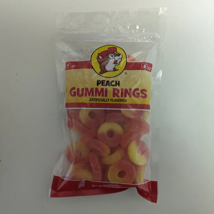 Buc-ee's Peach Gummi Rings 12oz