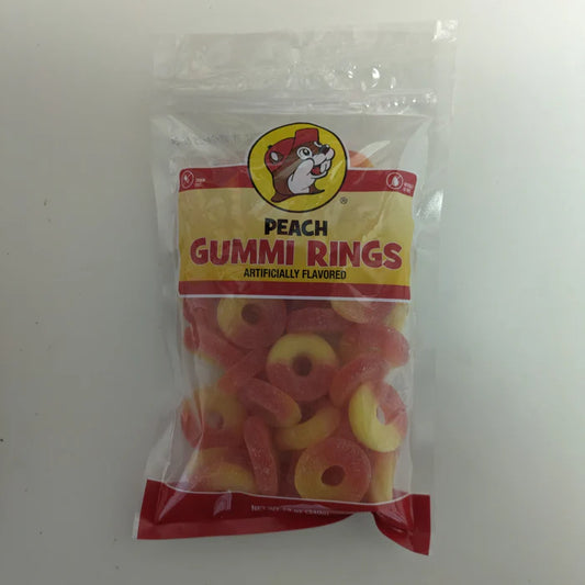 Buc-ee's Peach Gummi Rings 12oz