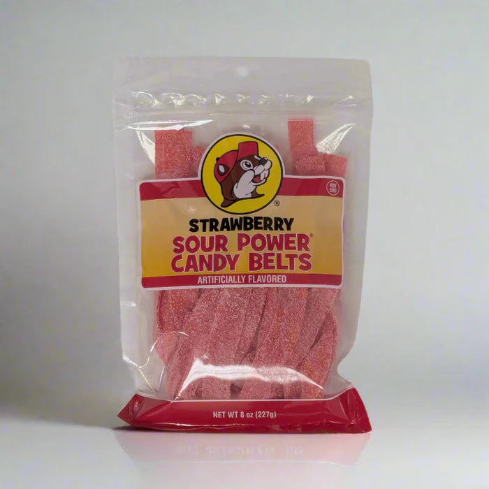 Buc-ee's Strawberry Sour Power Candy Belts 8oz