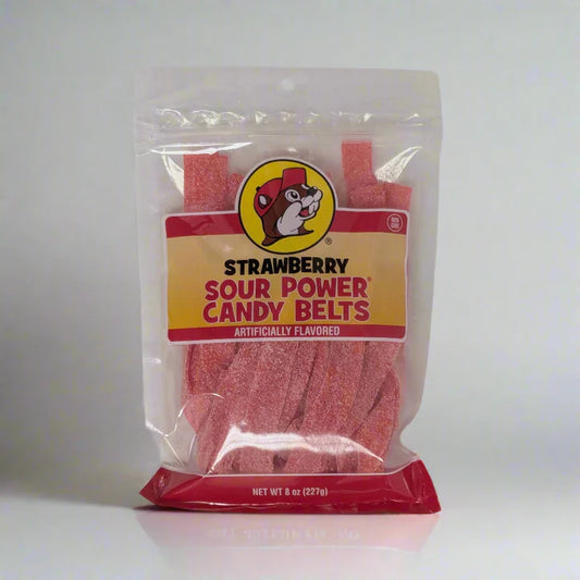 Buc-ee's Strawberry Sour Power Candy Belts 8oz
